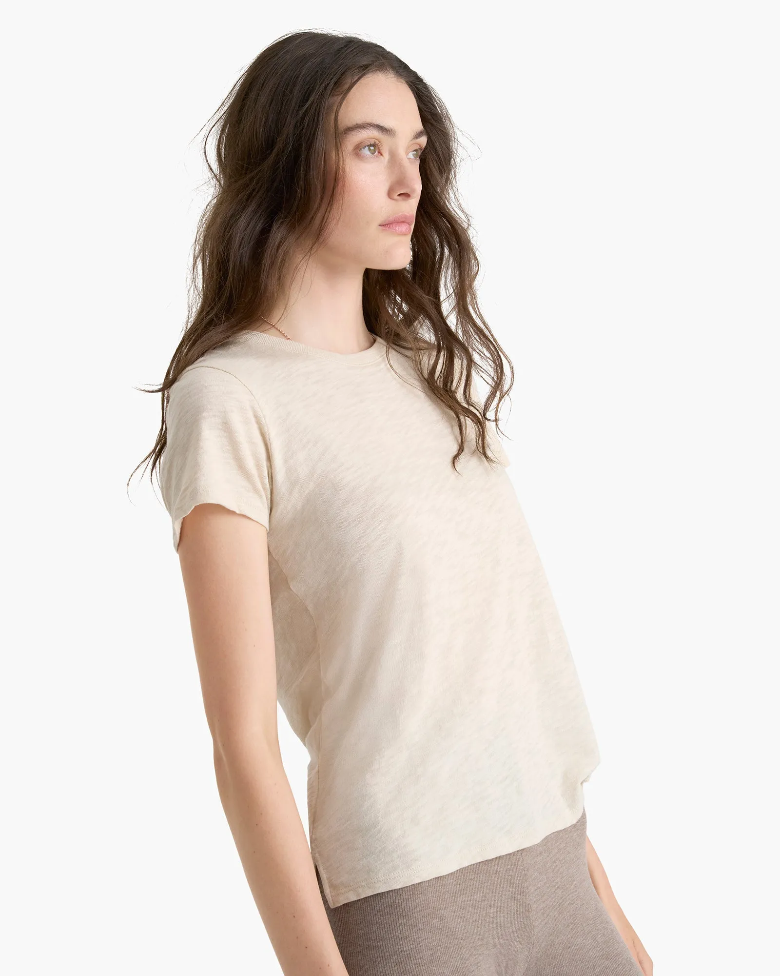 Slub Jersey Schoolboy Crew Neck Tee - Bleached Oak sold by ATM product image thumbnail 3
