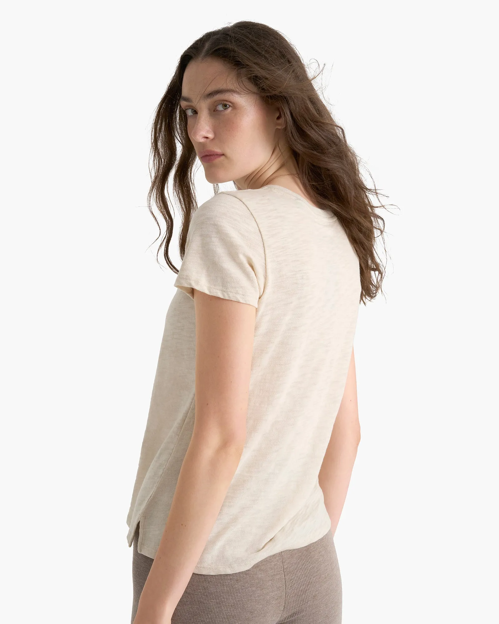 Slub Jersey Schoolboy Crew Neck Tee - Bleached Oak sold by ATM product image thumbnail 4