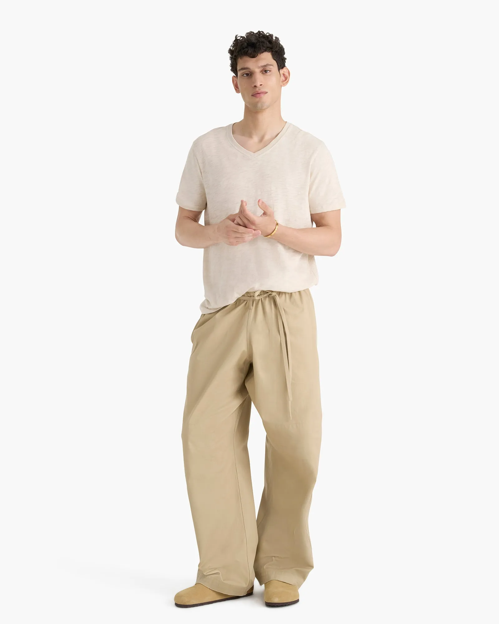 Slub Jersey Chroma Wash V-Neck Tee - Bleached Oak sold by ATM