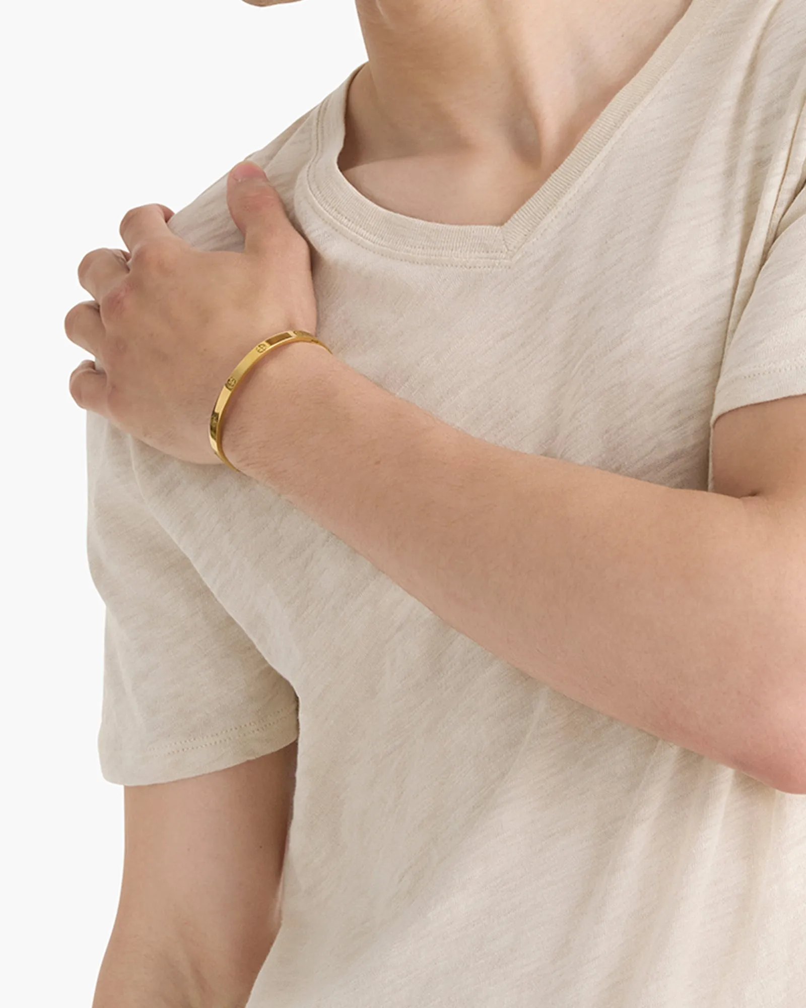 Slub Jersey Chroma Wash V-Neck Tee - Bleached Oak sold by ATM product image thumbnail 5