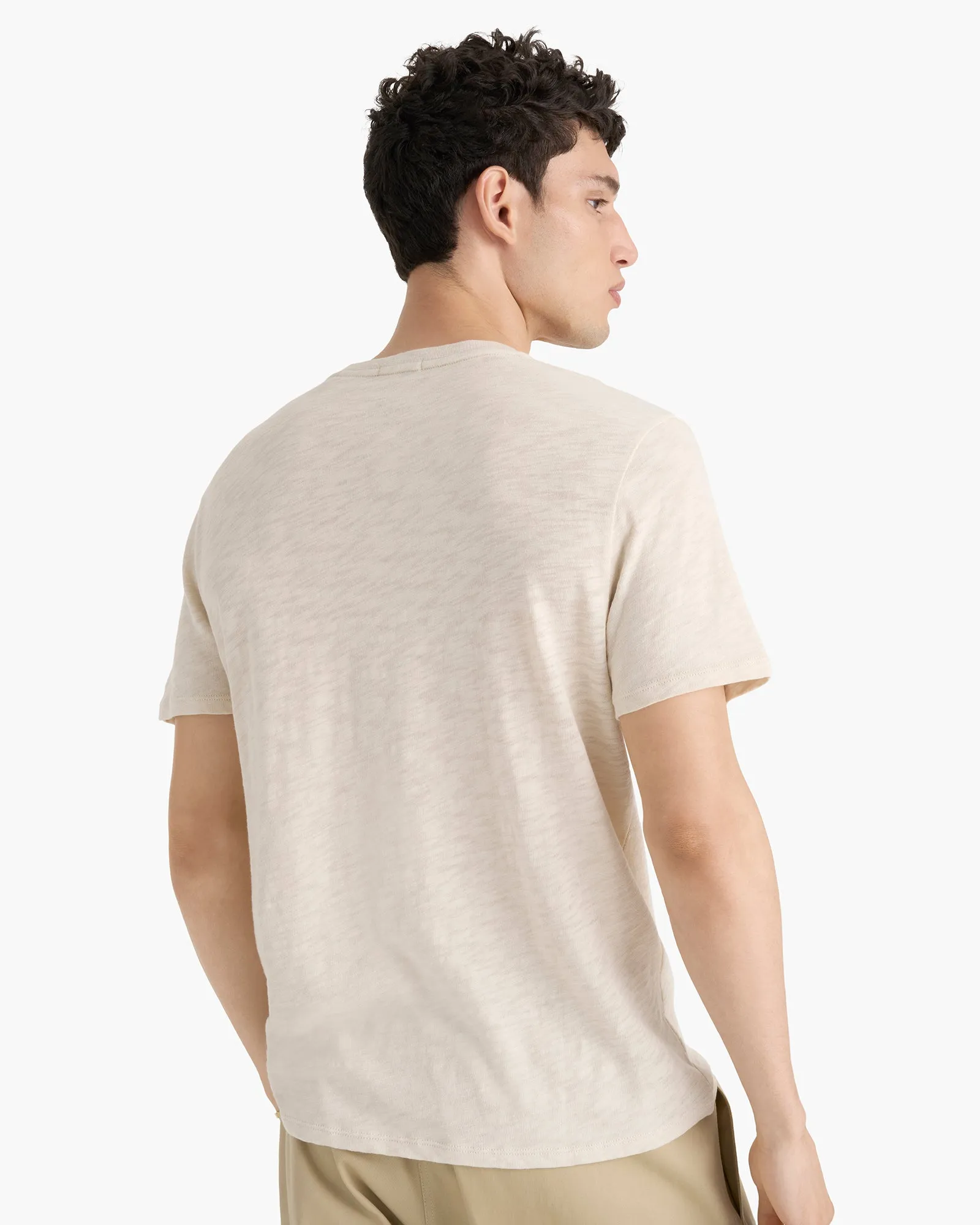 Slub Jersey Chroma Wash V-Neck Tee - Bleached Oak sold by ATM product image thumbnail 4