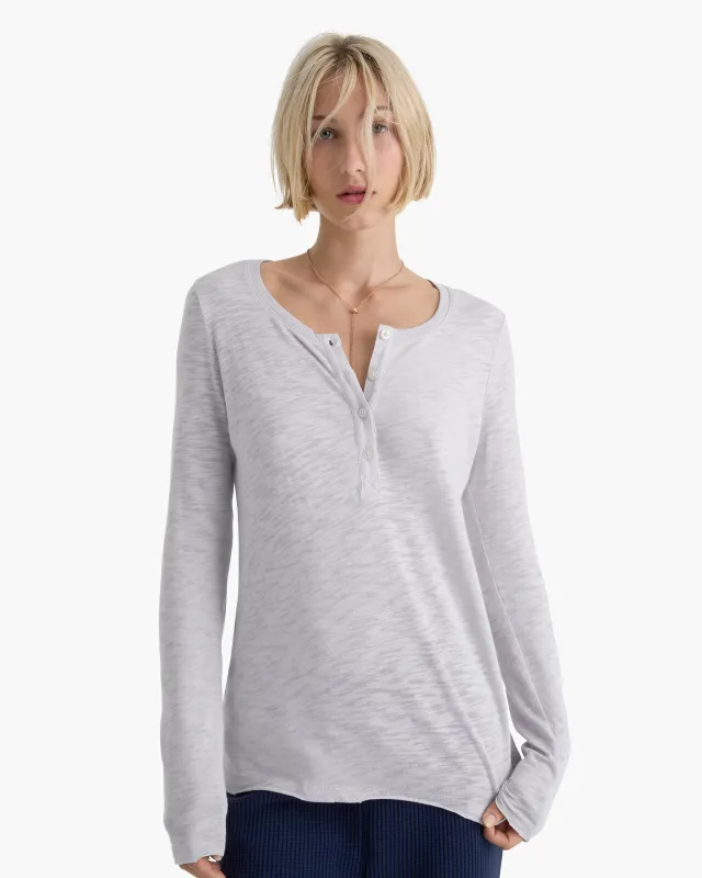 Slub Jersey Destroyed Wash Henley - Faded Lavender sold by ATM Anthony Thomas Melillo
