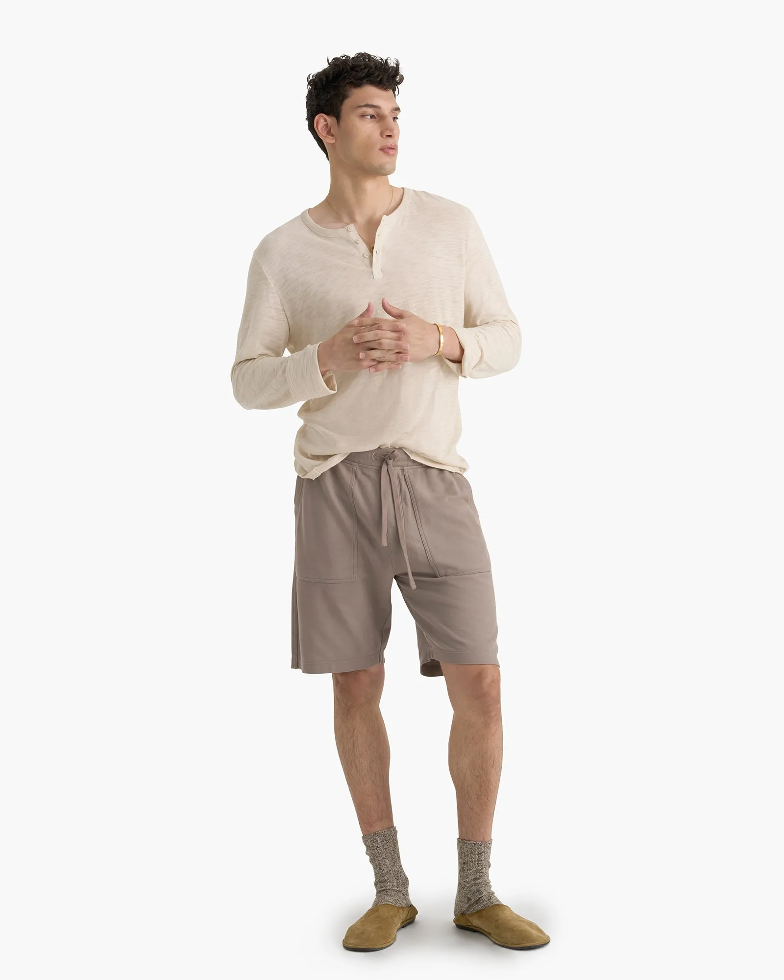 Slub Jersey Destroyed Wash Henley - Bleached Oak sold by ATM product image thumbnail 2