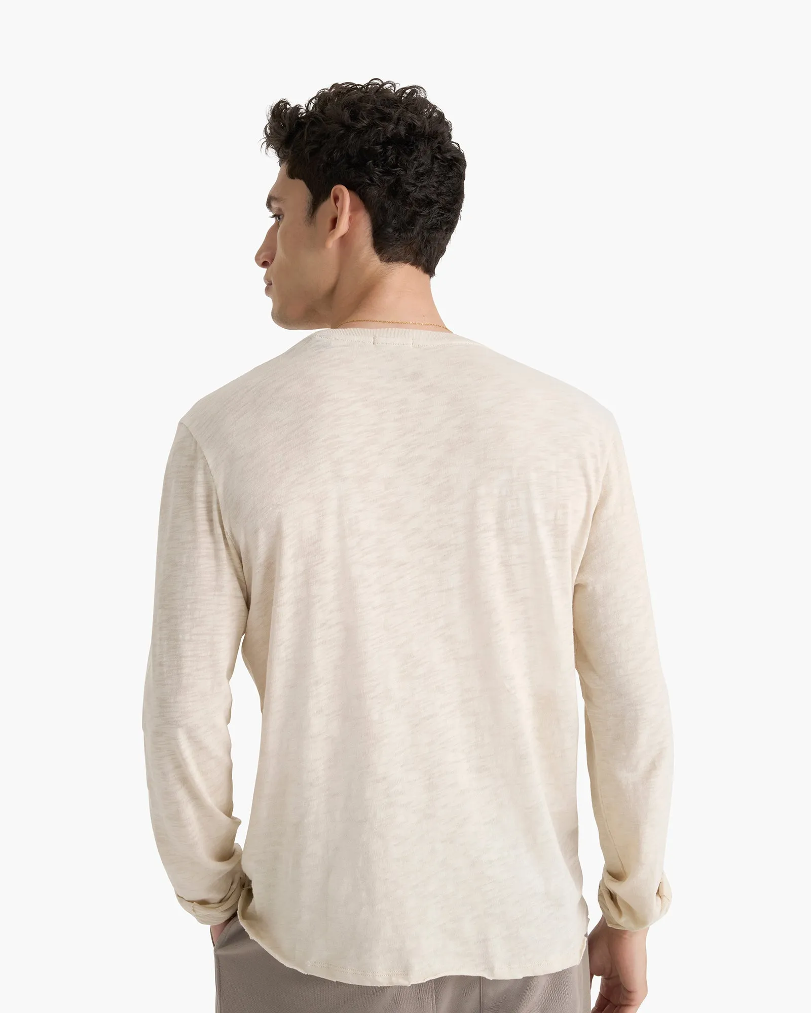 Slub Jersey Destroyed Wash Henley - Bleached Oak sold by ATM product image thumbnail 5