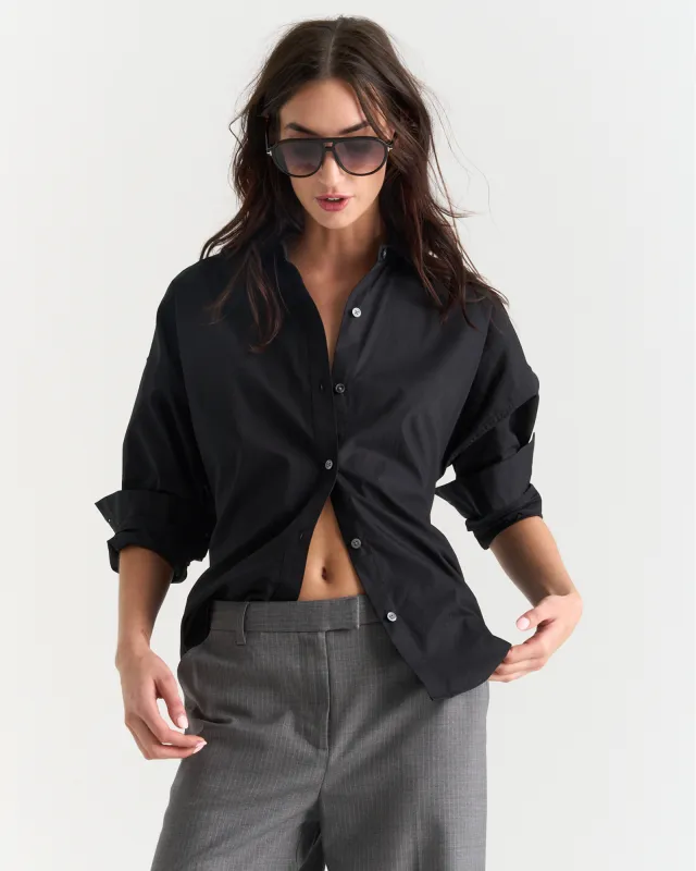 Cotton Poplin Boyfriend Shirt - Black sold by ATM Anthony Thomas Melillo