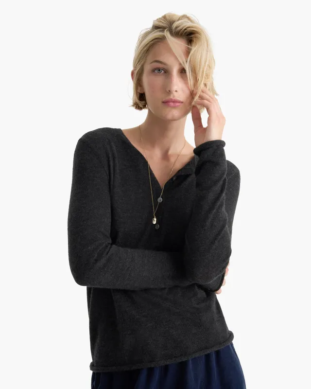 Cashmere Henley Sweater - Heather Dark Charcoal sold by ATM