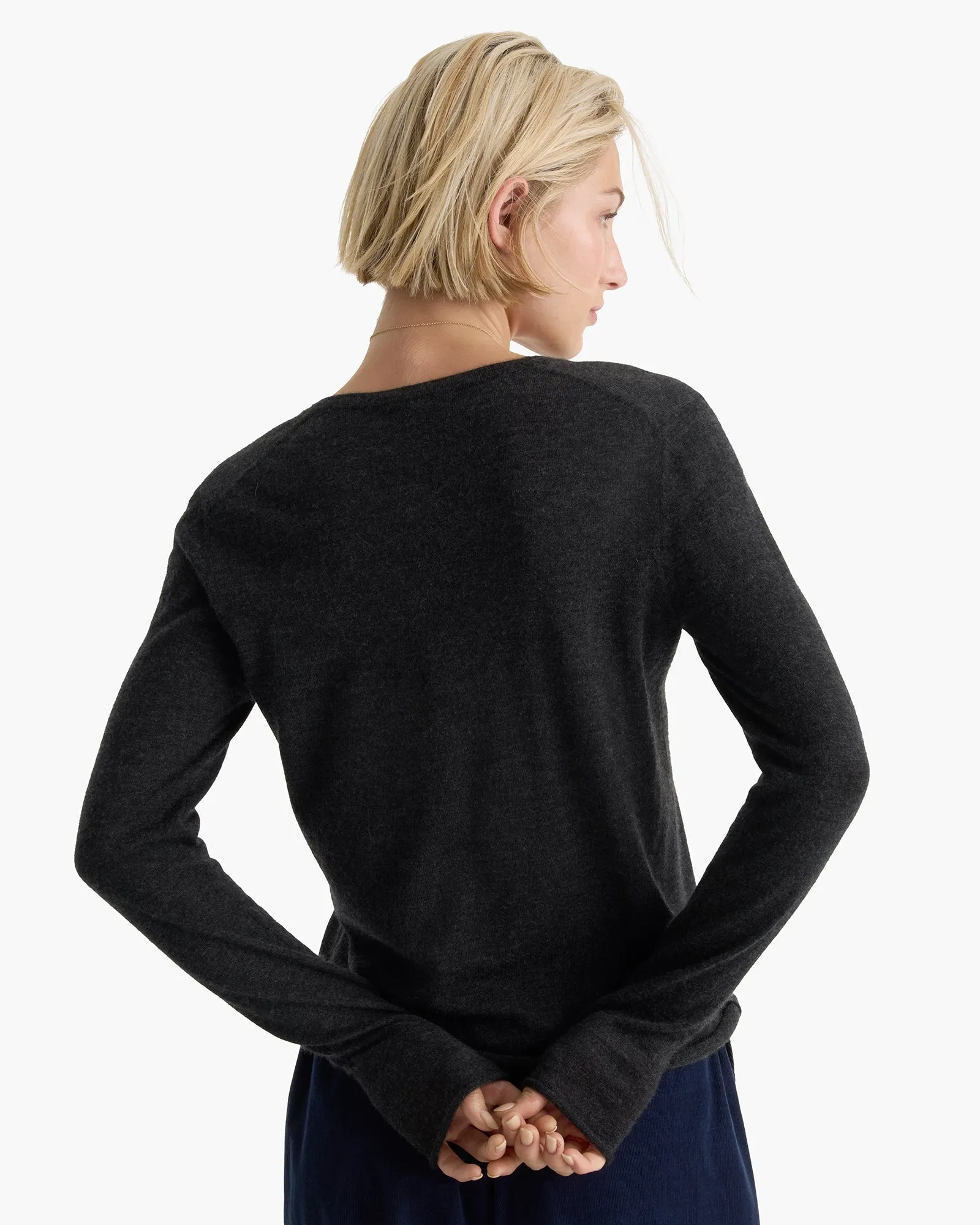 Cashmere Henley Sweater - Heather Dark Charcoal sold by ATM product image thumbnail 5