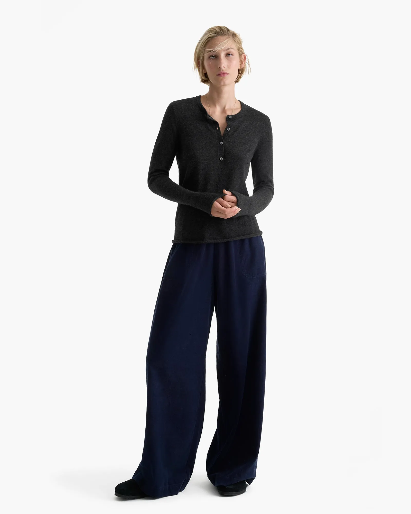 Cashmere Henley Sweater - Heather Dark Charcoal sold by ATM product image thumbnail 2