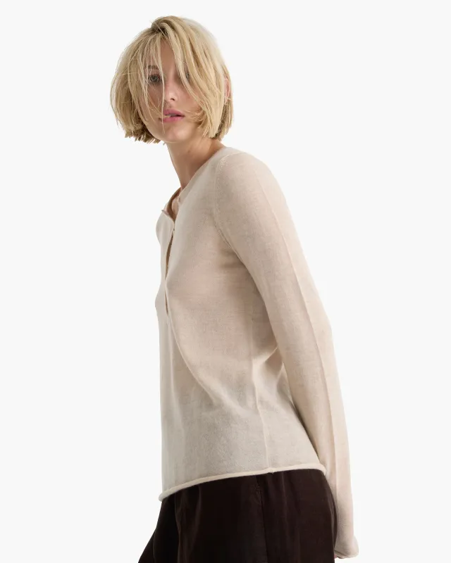 Cashmere Henley Sweater - Heather Cream sold by ATM