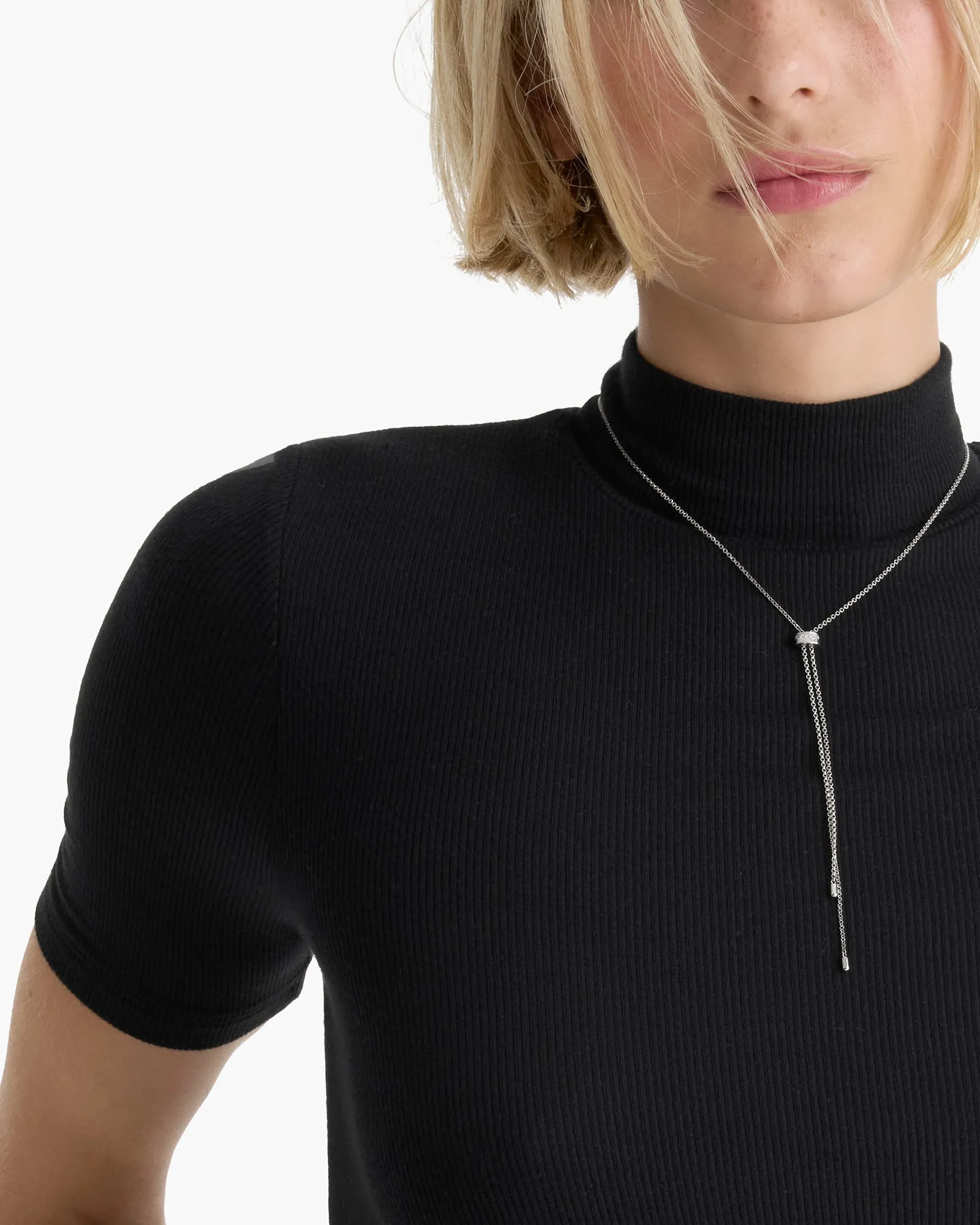 Modal Rib Short Sleeve Mock Neck Tee - Black sold by ATM product image thumbnail 3