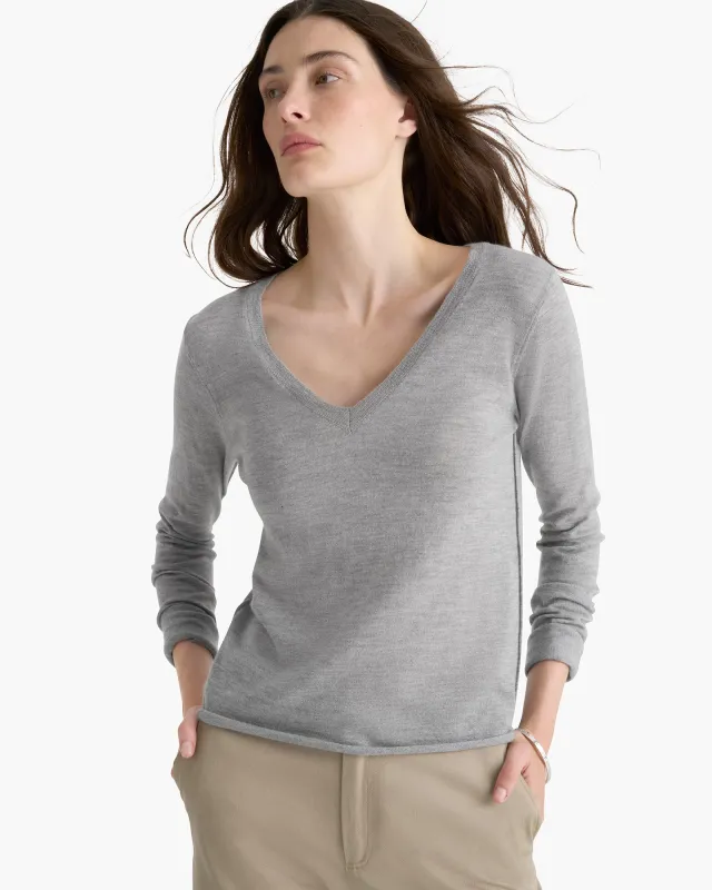 Lightweight Cashmere V-Neck - Heathered Grey sold by ATM Anthony Thomas Melillo