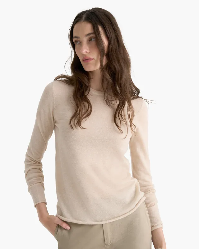 Lightweight Cashmere Crew Neck - Heather Cream sold by ATM