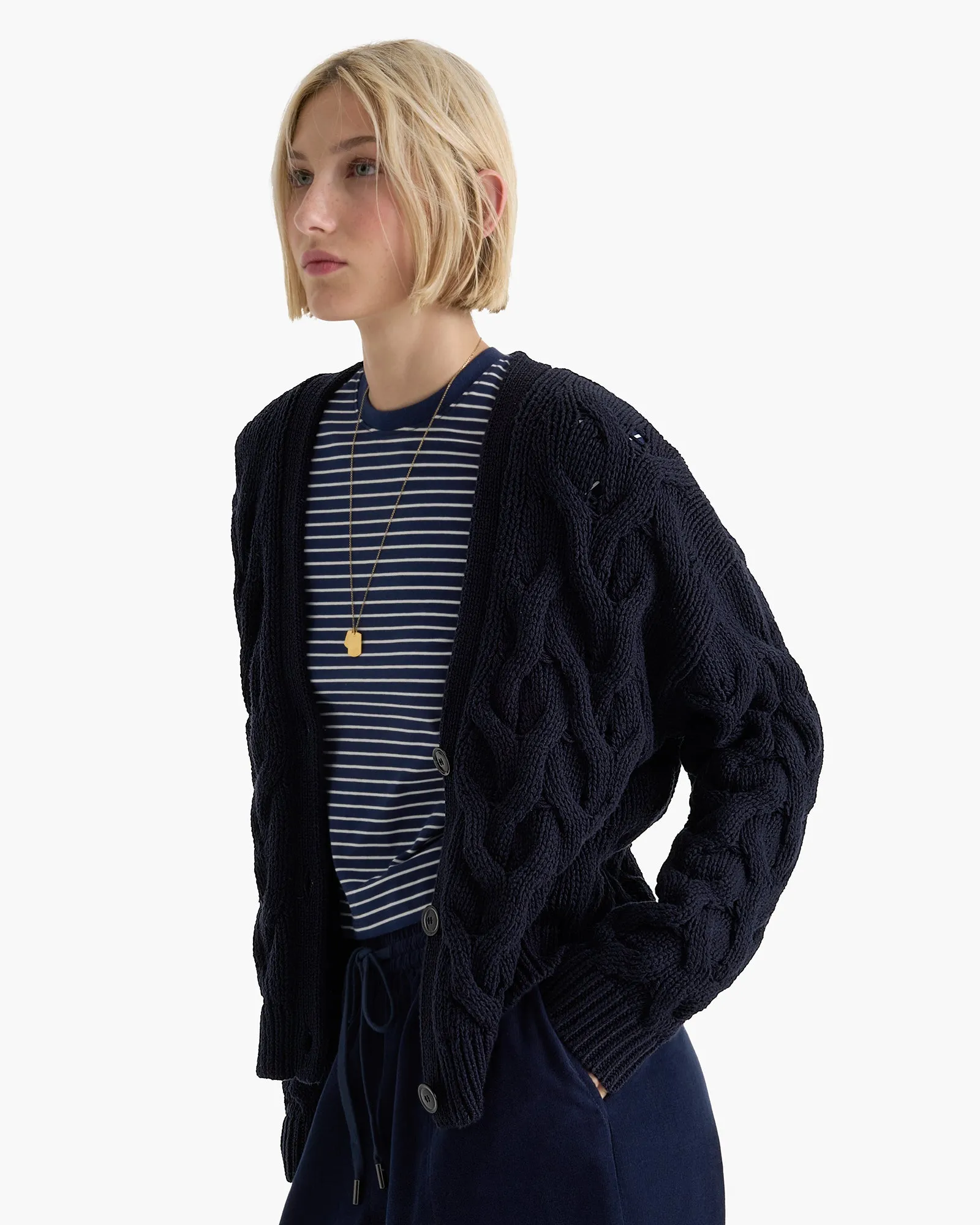 Cotton Cashmere Air Cardigan - Midnight sold by ATM Anthony Thomas Melillo product image thumbnail 3