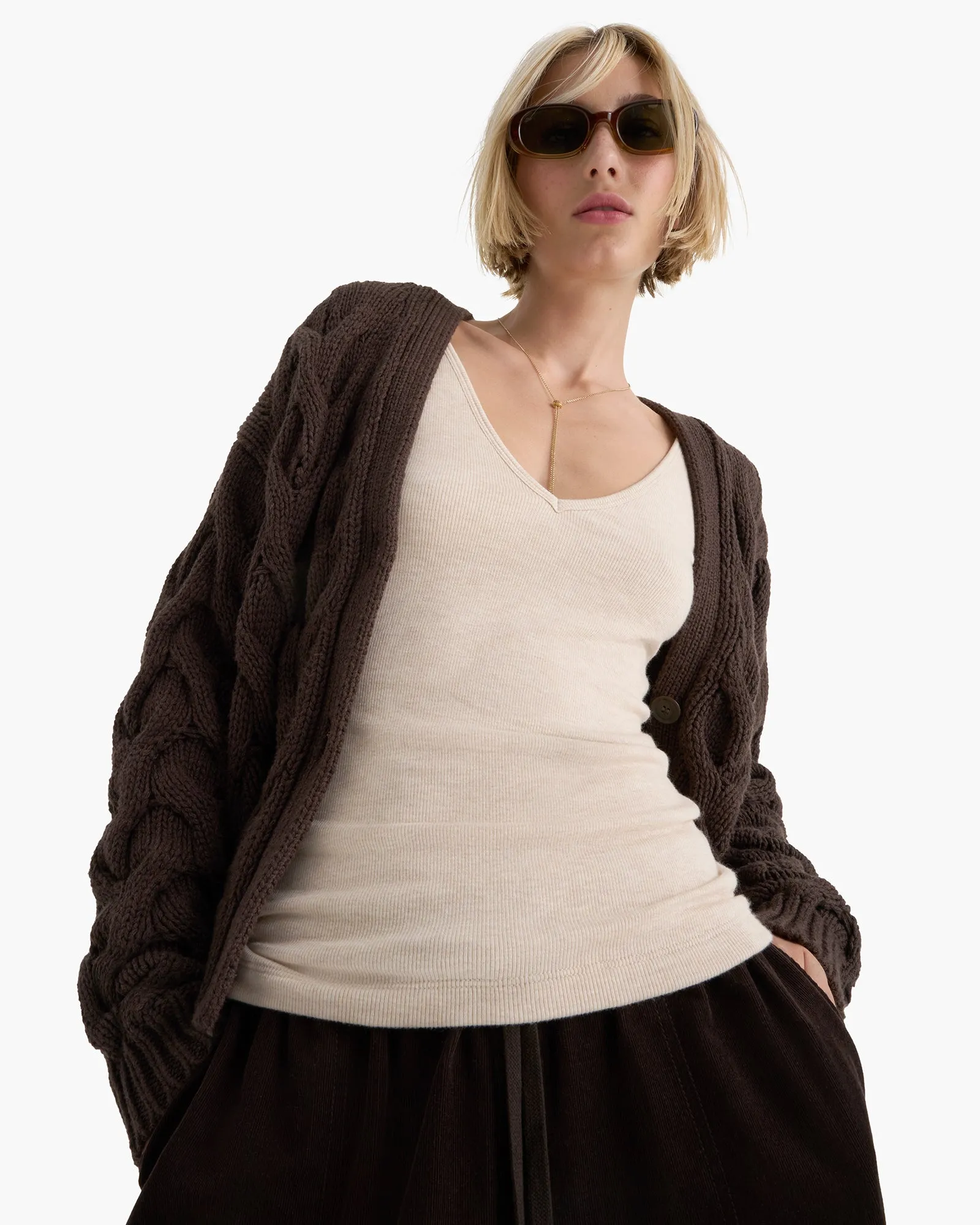 Cotton Cashmere Air Cardigan - Dark Chocolate sold by ATM Anthony Thomas Melillo product image thumbnail 5