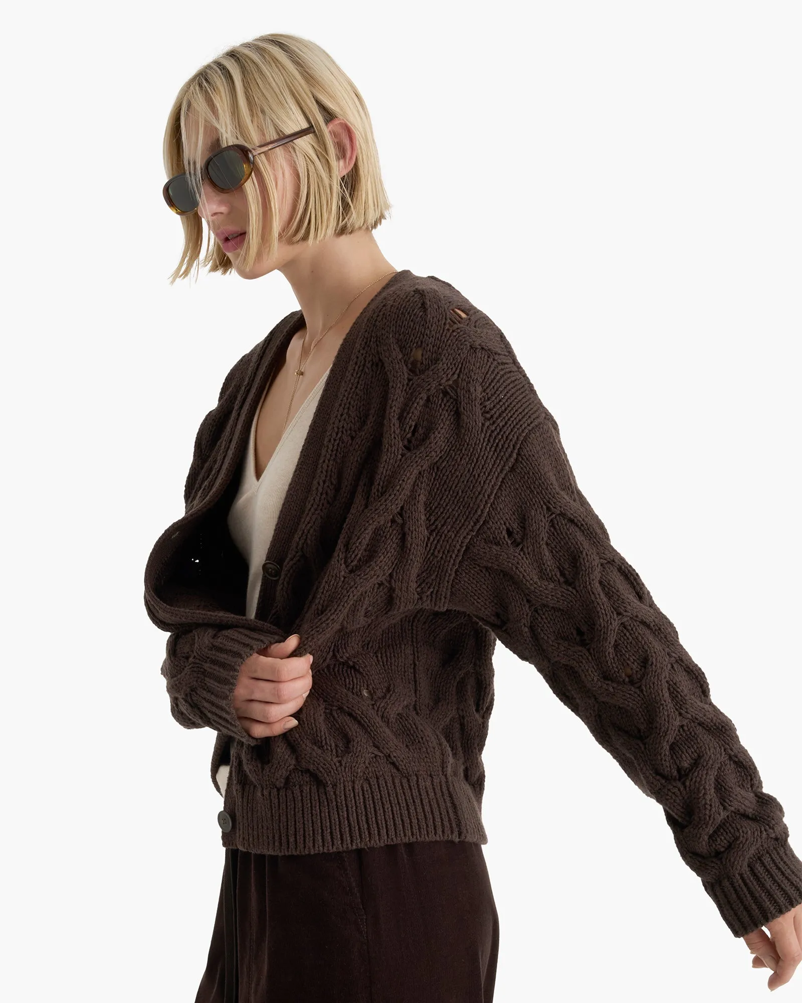 Cotton Cashmere Air Cardigan - Dark Chocolate sold by ATM Anthony Thomas Melillo