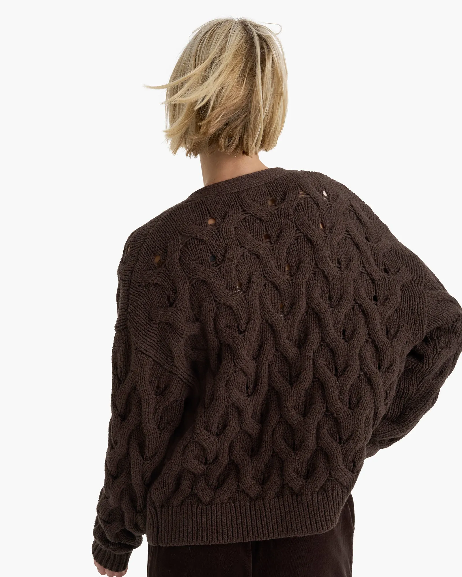 Cotton Cashmere Air Cardigan - Dark Chocolate sold by ATM Anthony Thomas Melillo product image thumbnail 3