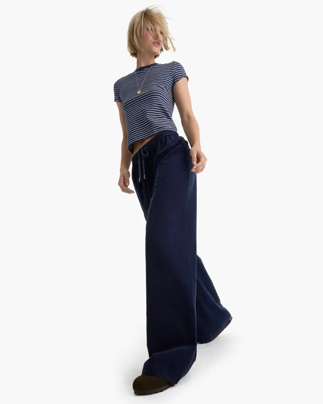 Wide Leg Corduroy Pull On Pant - Midnight sold by ATM Anthony Thomas Melillo