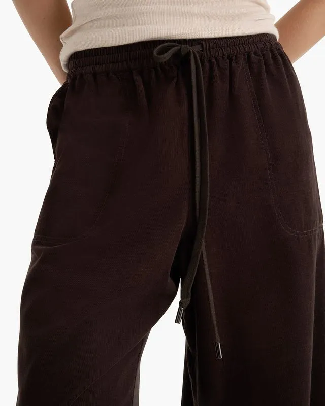 Wide Leg Corduroy Pull On Pant - Dark Chocolate sold by ATM product image thumbnail 5