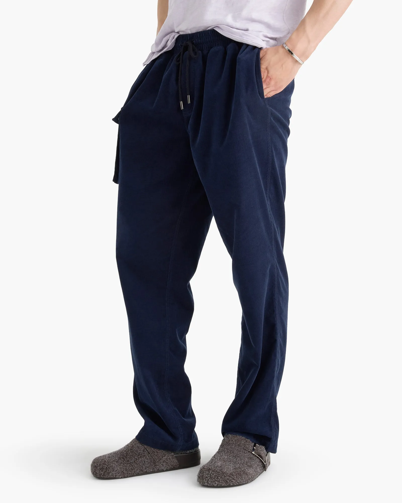 Corduroy Straight Leg Pant With Cargo Pocket - Midnight sold by ATM