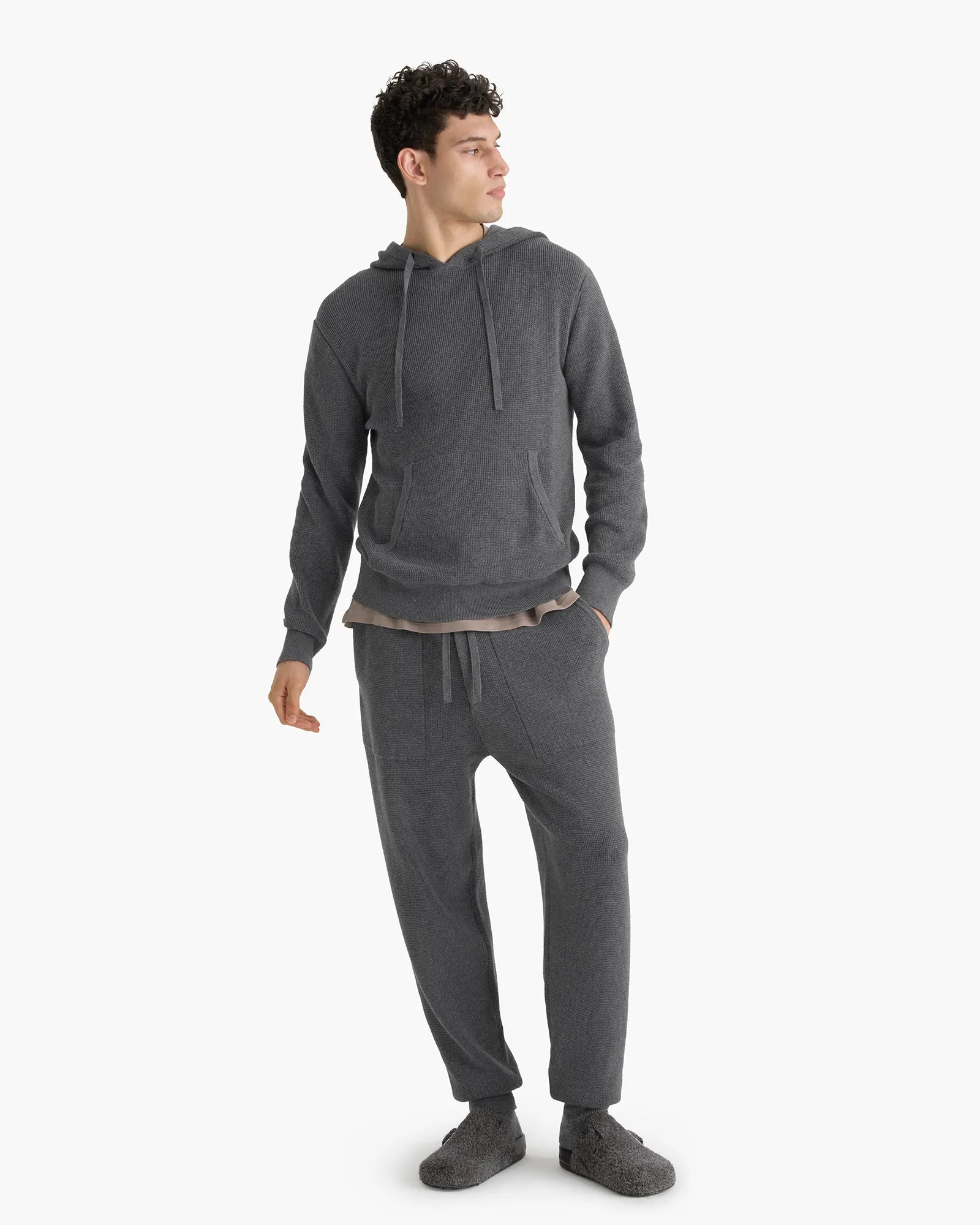 Cotton Cashmere Waffle Stitch Jogger - Dark Heather Grey sold by ATM product image thumbnail 2