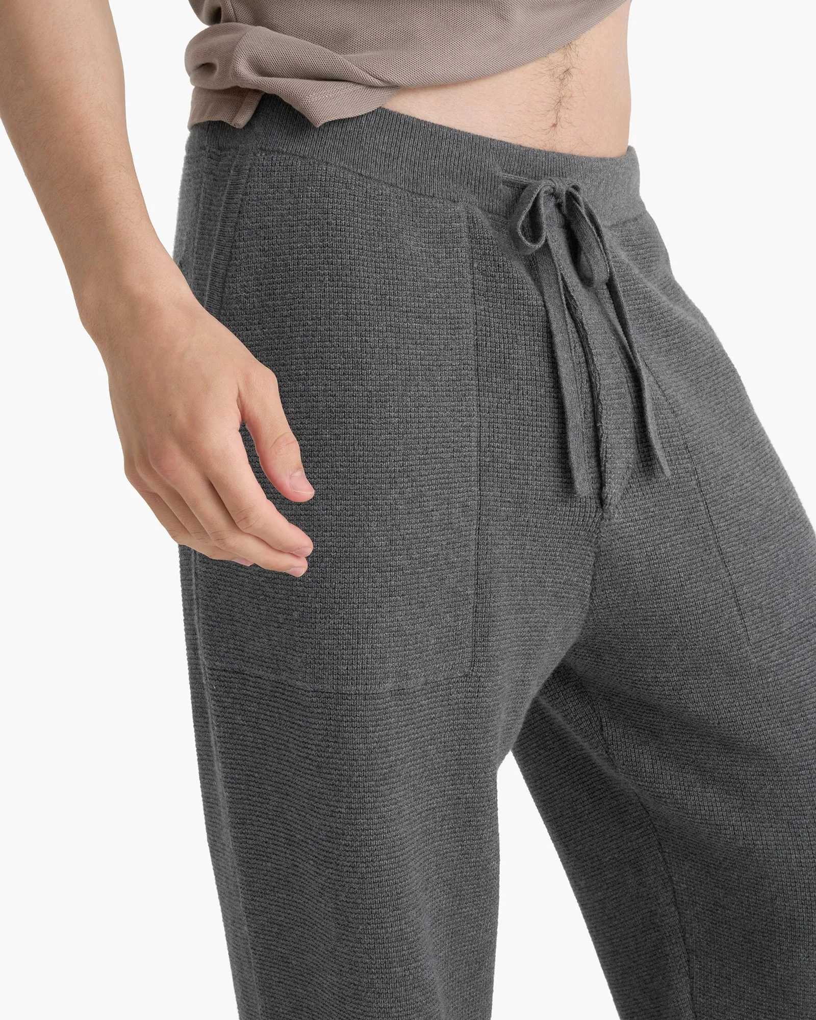 Cotton Cashmere Waffle Stitch Jogger - Dark Heather Grey sold by ATM product image thumbnail 3