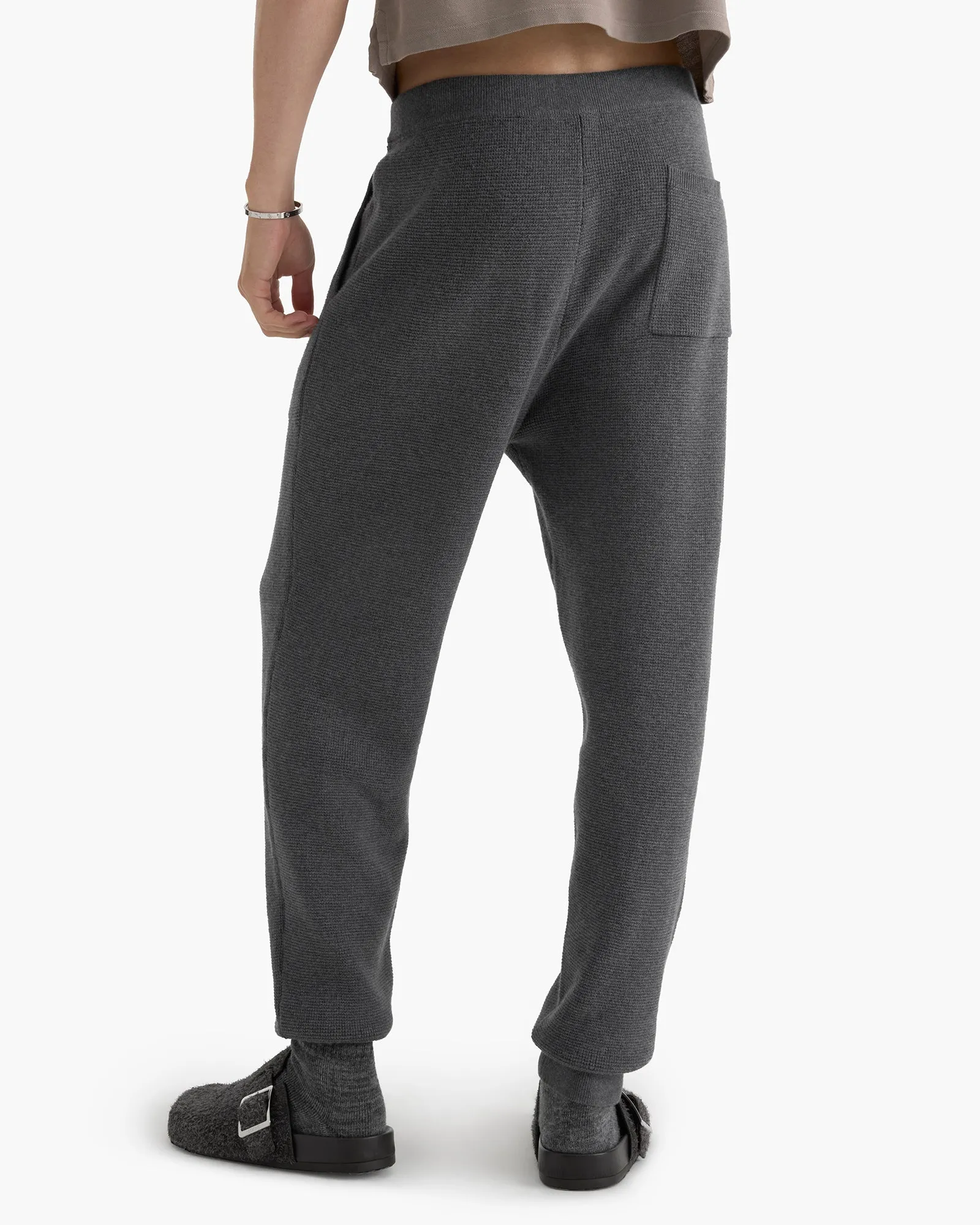 Cotton Cashmere Waffle Stitch Jogger - Dark Heather Grey sold by ATM product image thumbnail 5