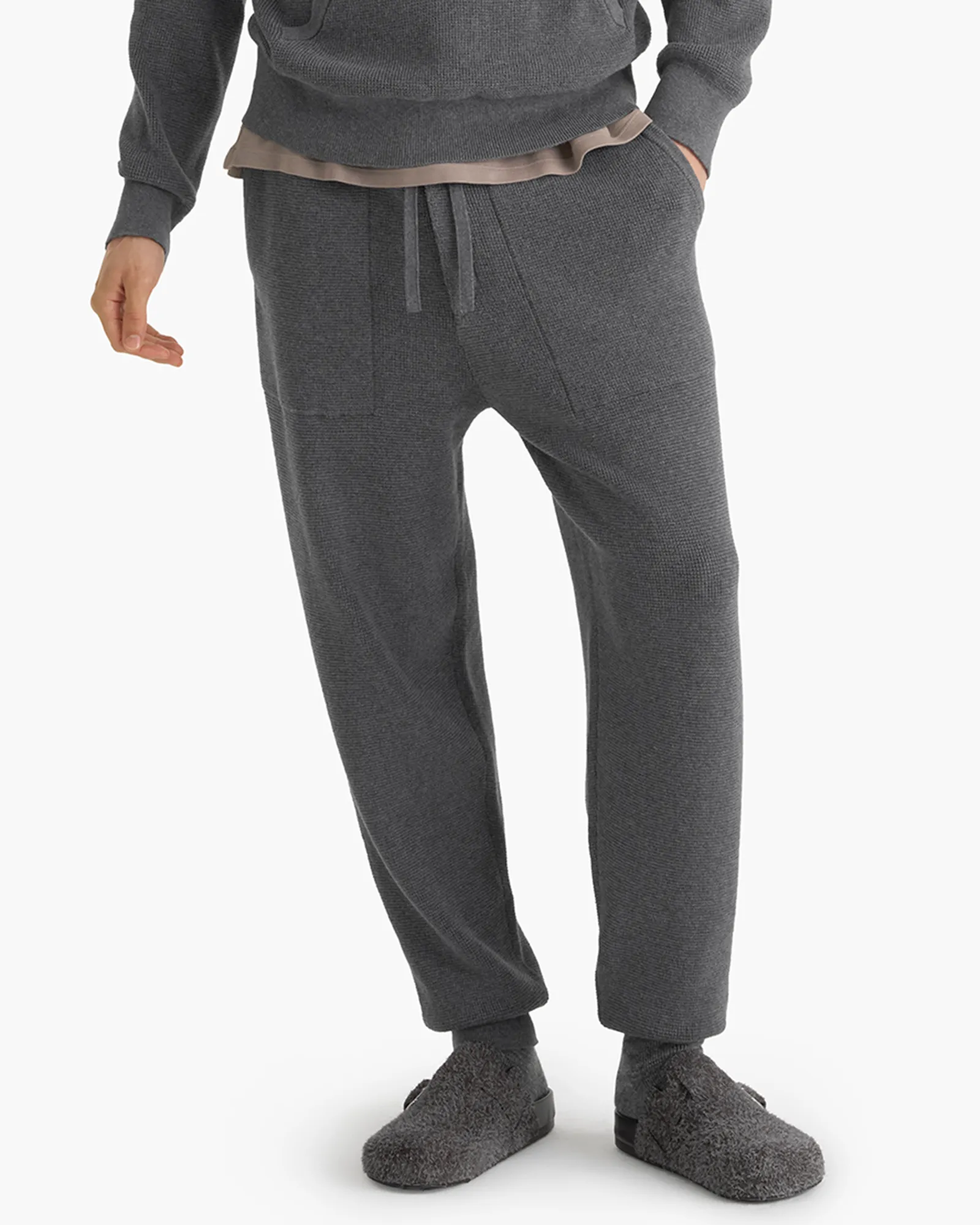 Cotton Cashmere Waffle Stitch Jogger - Dark Heather Grey sold by ATM