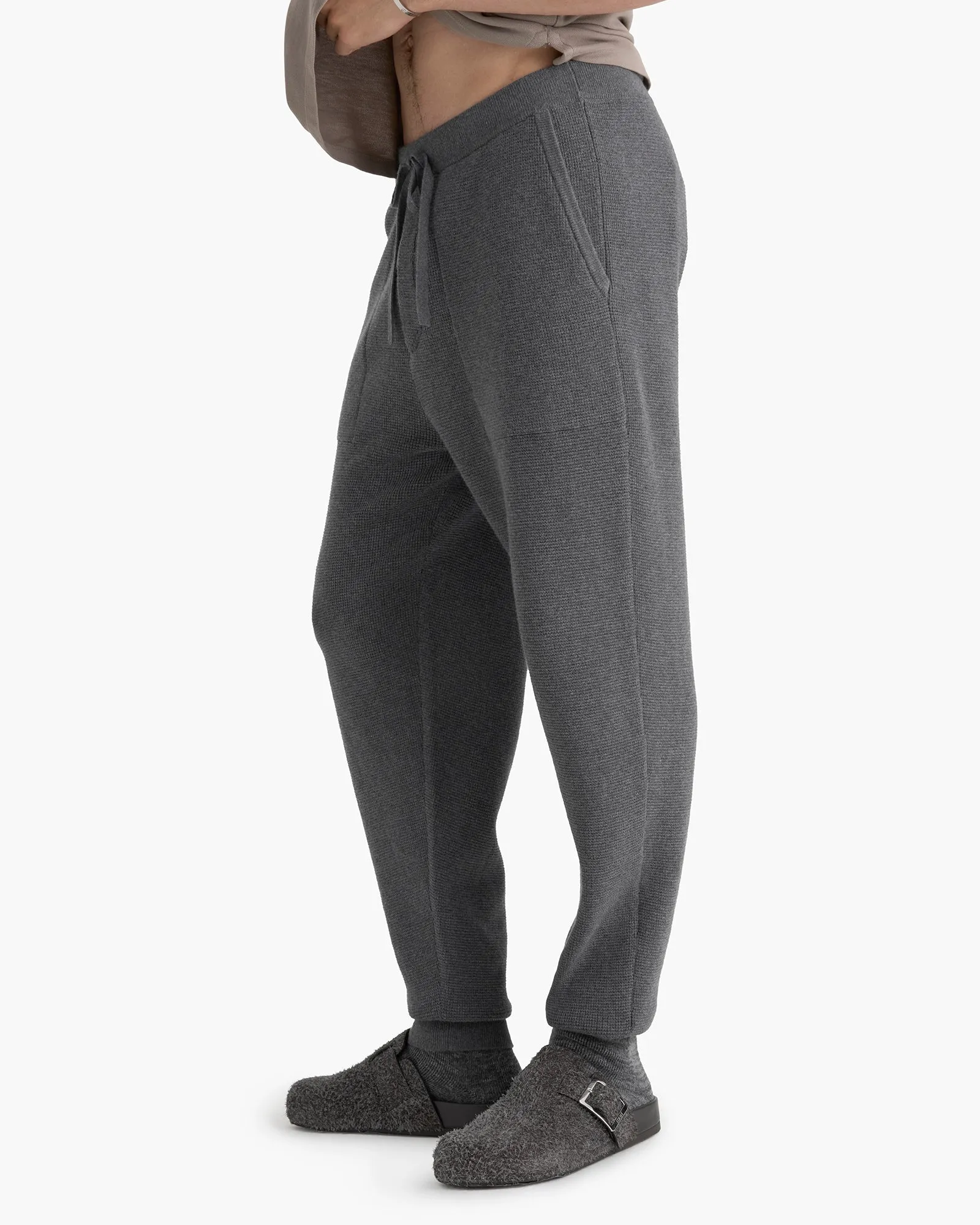 Cotton Cashmere Waffle Stitch Jogger - Dark Heather Grey sold by ATM product image thumbnail 4