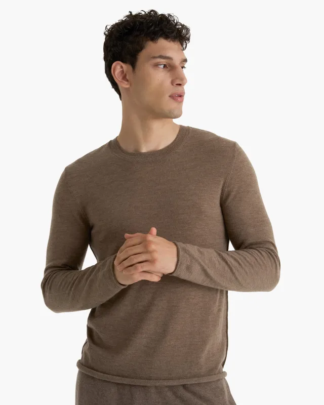 Lightweight Cashmere Crew Neck - Heather Cedar sold by ATM Anthony Thomas Melillo