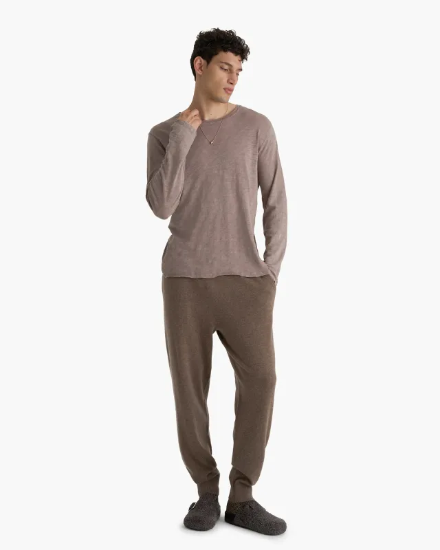 Slub Jersey Long Sleeve Destroyed Wash Tee - Faded Mocha sold by ATM