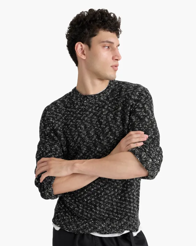 Marled Cotton Wool Blend Crew Neck - Black Marl sold by ATM Anthony Thomas Melillo