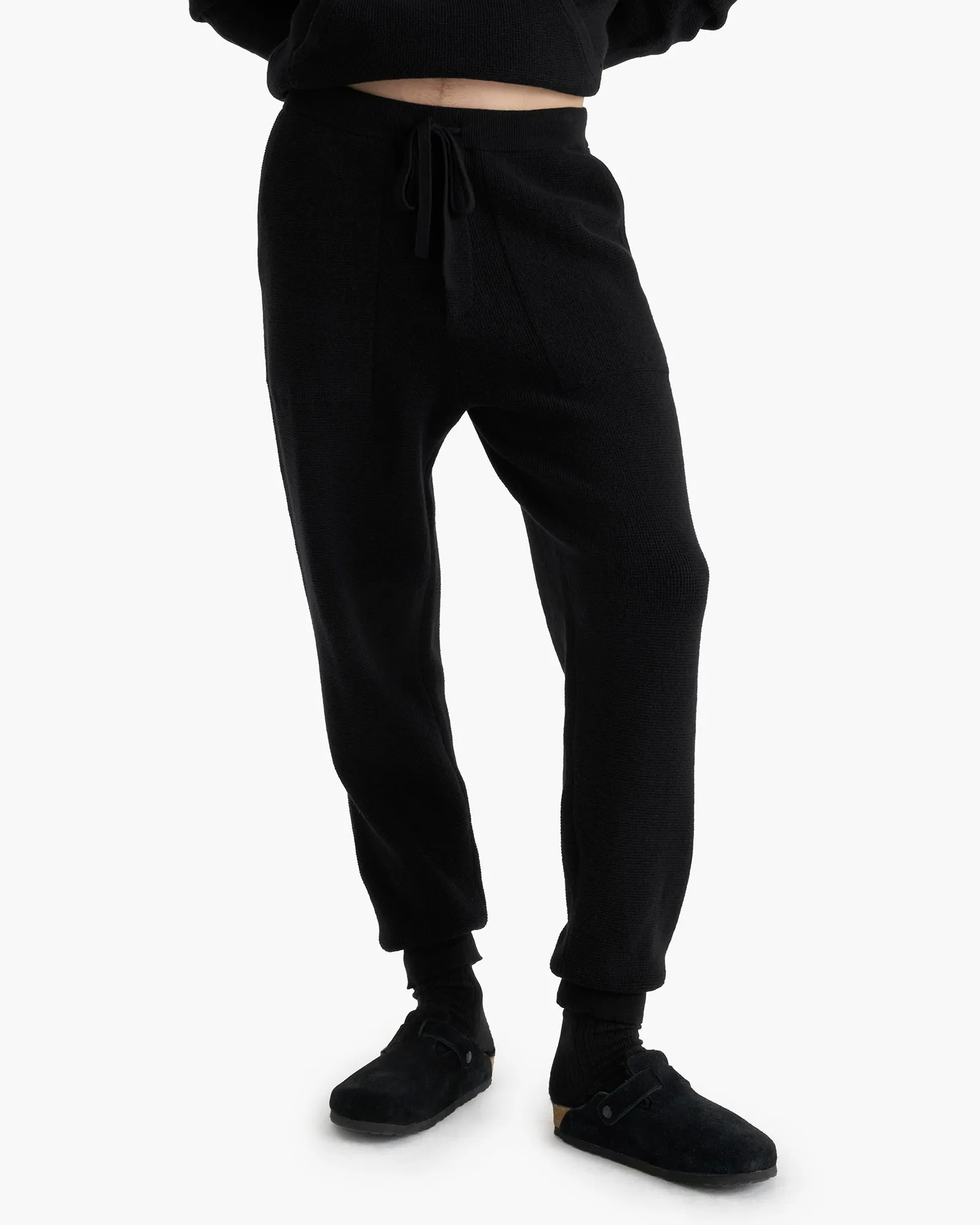 Cotton Cashmere Waffle Stitch Jogger - Black sold by ATM product image thumbnail 2