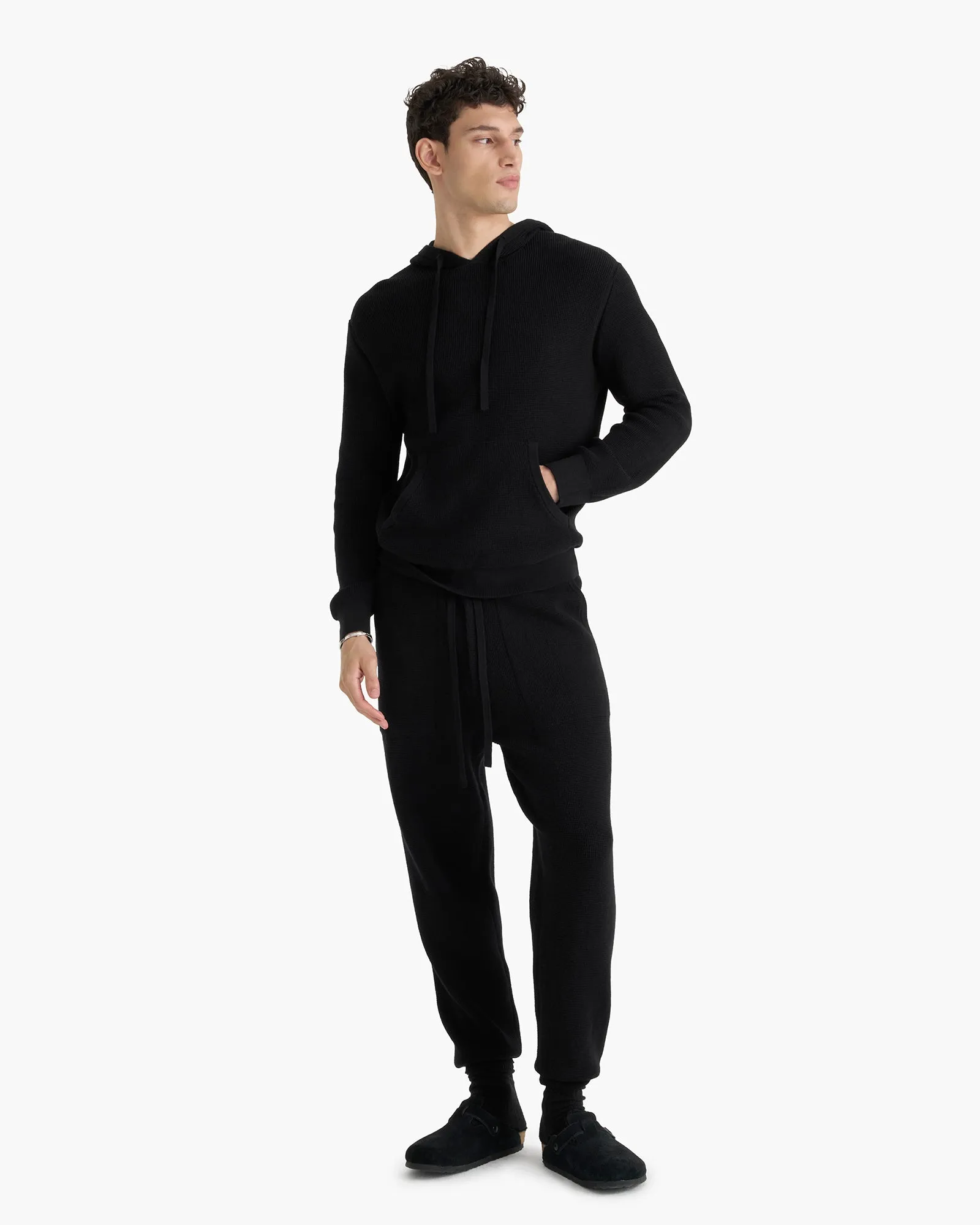 Cotton Cashmere Waffle Stitch Jogger - Black sold by ATM product image thumbnail 3