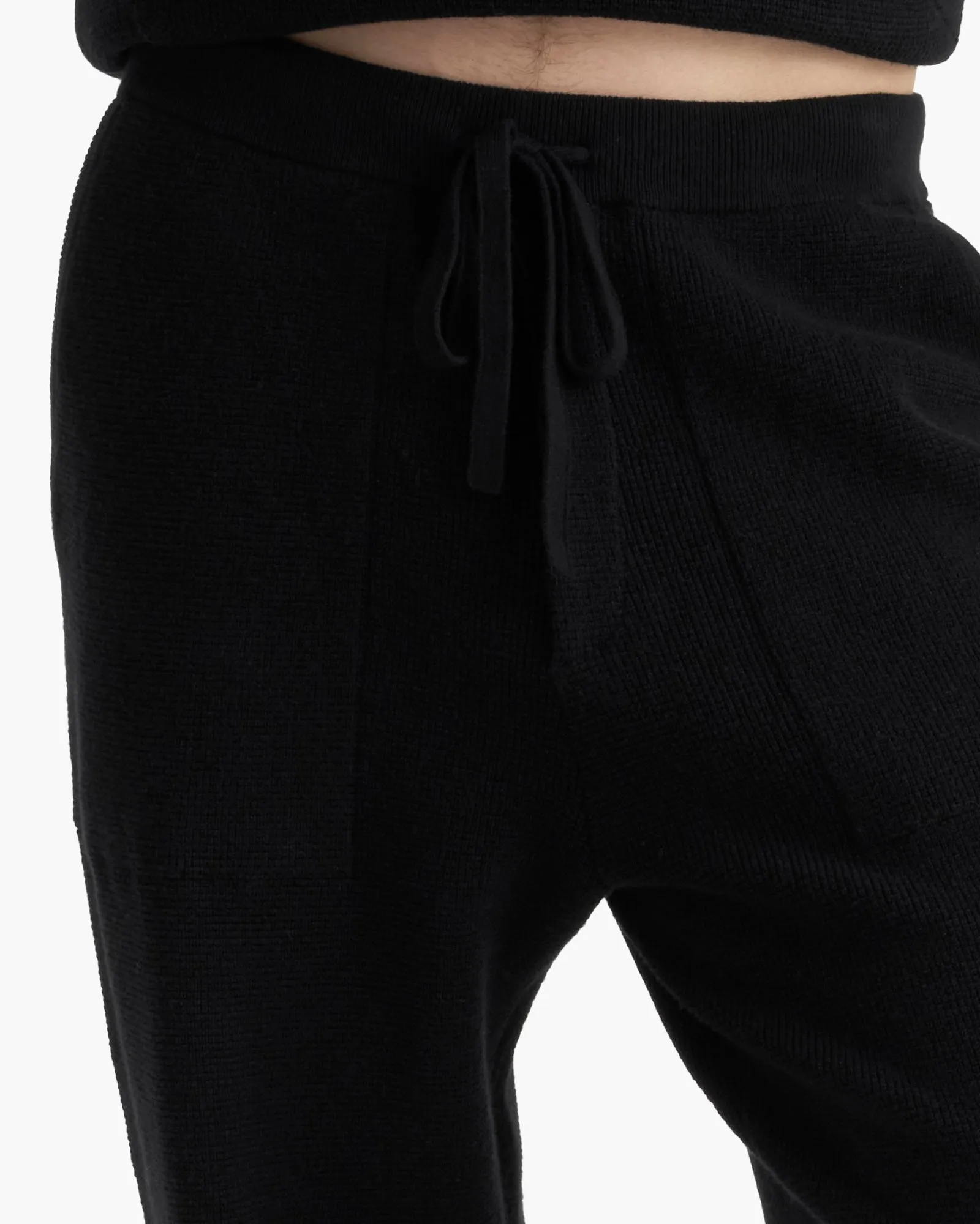 Cotton Cashmere Waffle Stitch Jogger - Black sold by ATM product image thumbnail 4