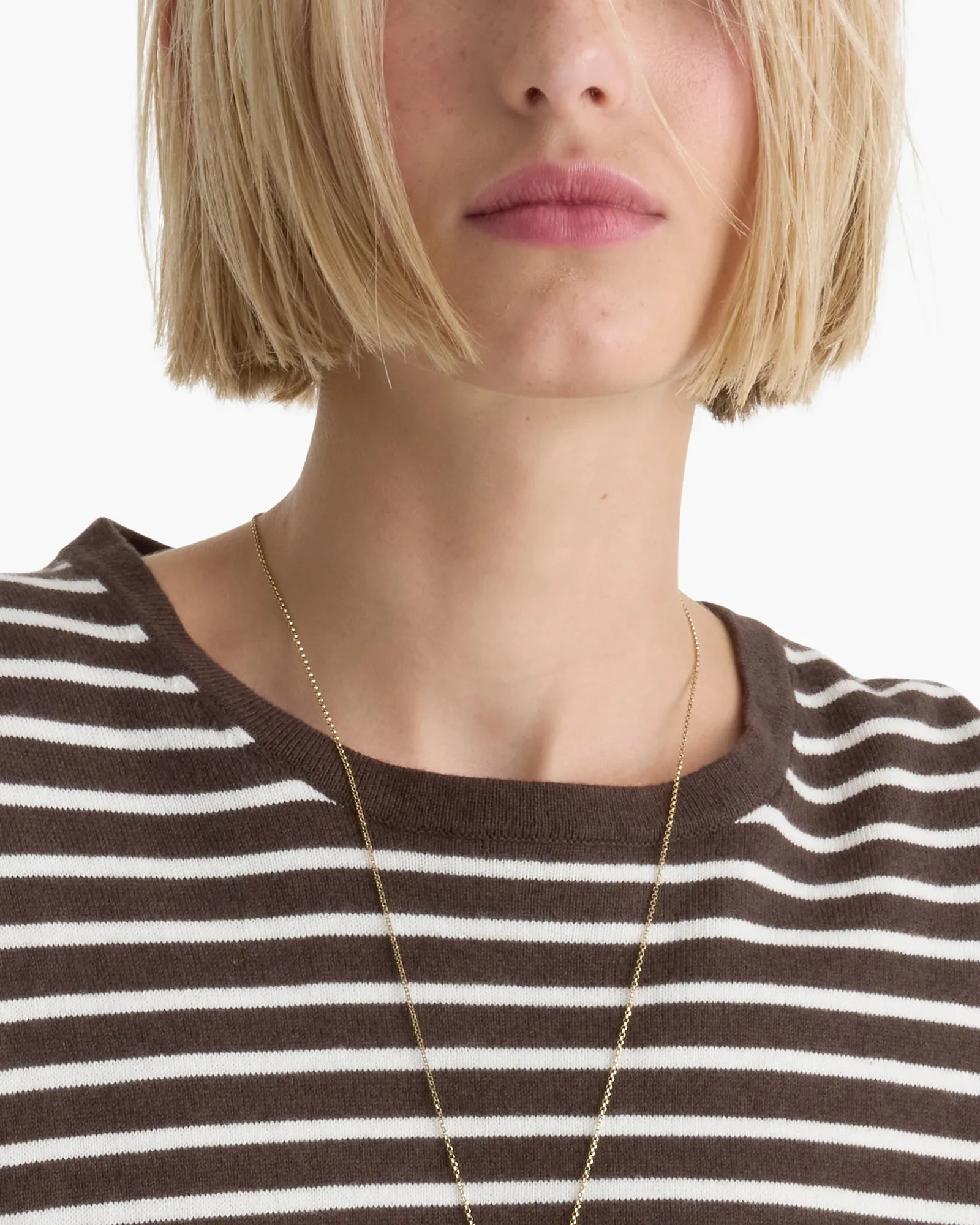 Cotton Cashmere Oversized Striped Crew Neck Tee - Chocolate Brown Chalk sold by ATM product image thumbnail 5
