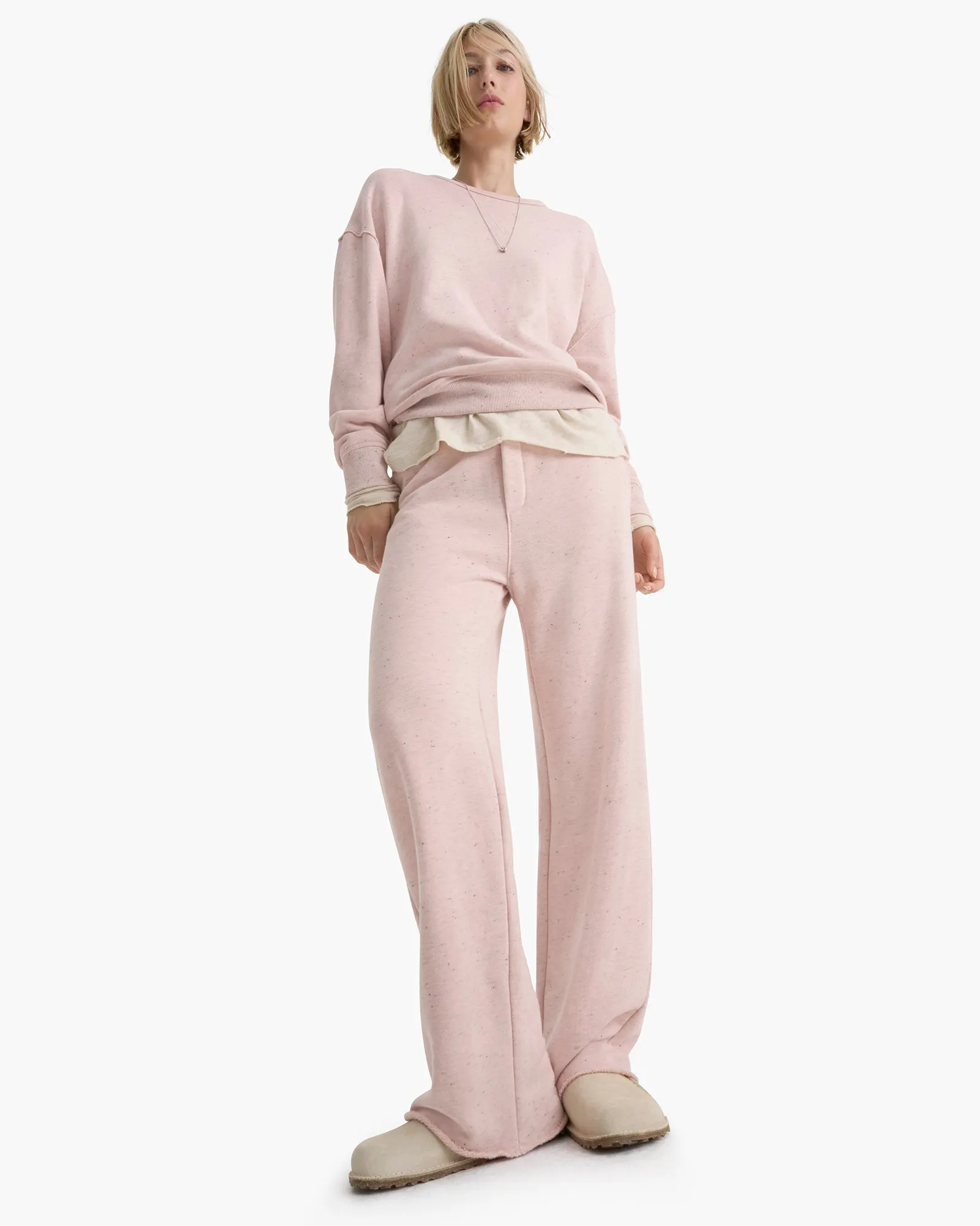 Donegal French Terry Drawstring Straight Leg Pant - Faded Rose sold by ATM
