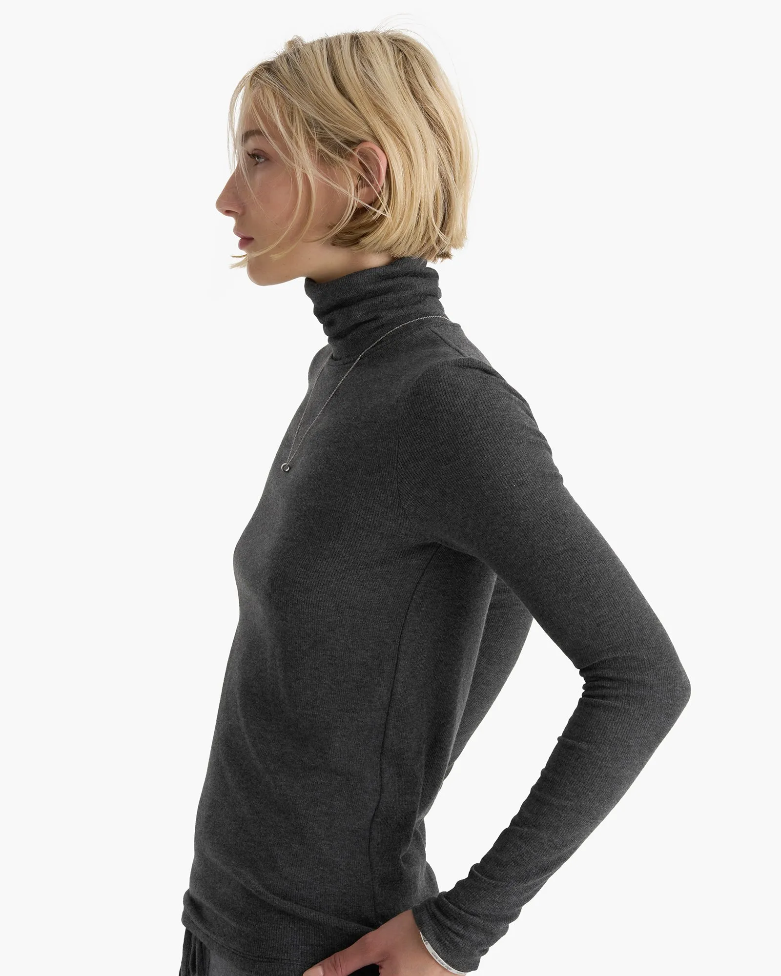 Modal Rib Turtleneck - Heather Coal sold by ATM product image thumbnail 3