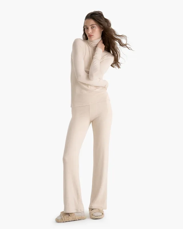 Modal Rib Flare Pant - Heather Soft Wheat sold by ATM Anthony Thomas Melillo