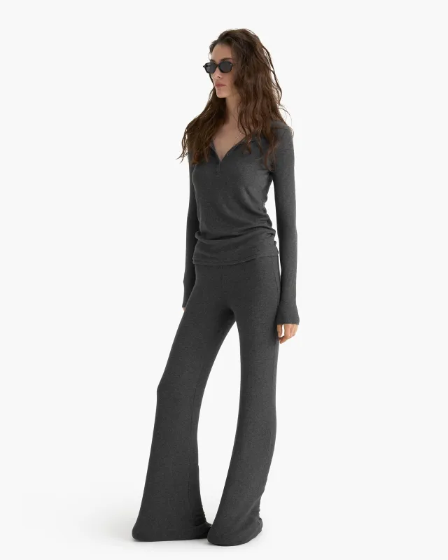 Modal Rib Flare Pant - Heather Coal sold by ATM Anthony Thomas Melillo