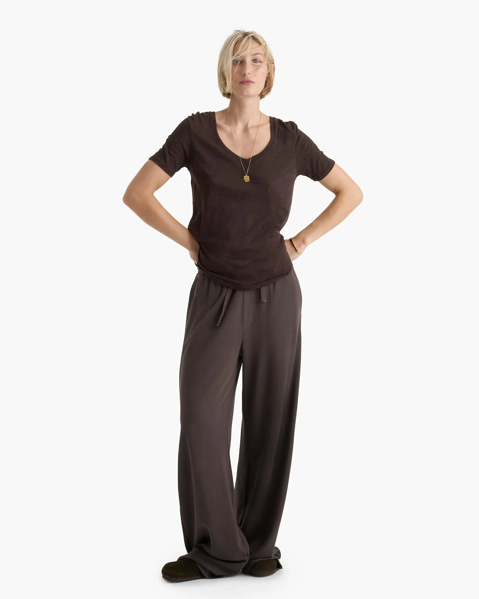 Slub Jersey Classic V-Neck Tee - Dark Chocolate sold by ATM product image thumbnail 2