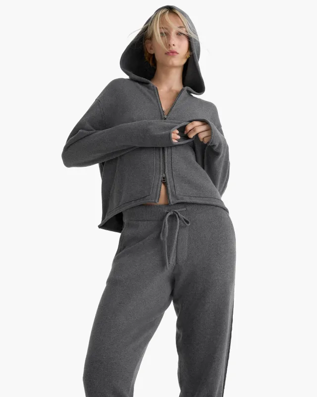 Cotton Cashmere Zip Up Hoodie - Dark Heather Grey sold by ATM Anthony Thomas Melillo