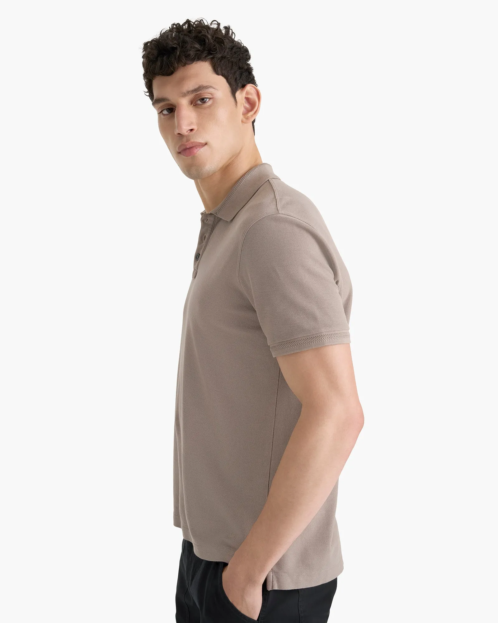 Pima Cotton Pique Polo - Faded Mocha sold by ATM product image thumbnail 3
