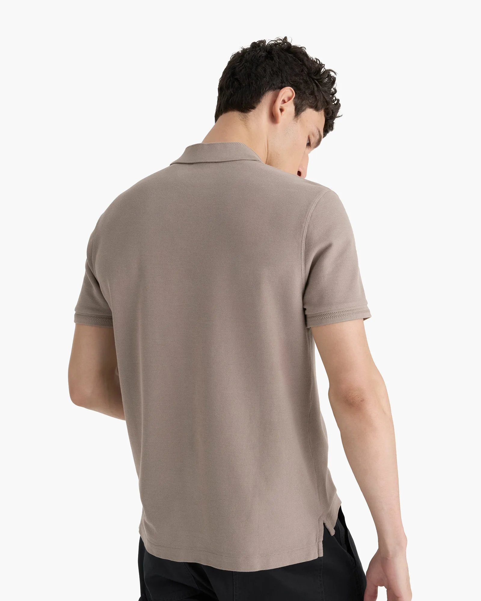 Pima Cotton Pique Polo - Faded Mocha sold by ATM product image thumbnail 4