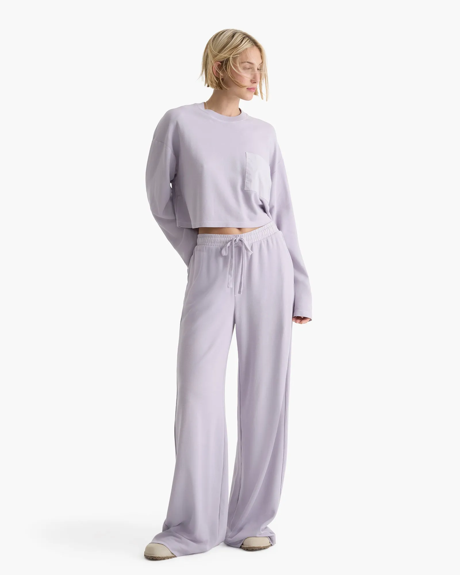 Mixed Media Pima Cotton Pique Lounge Pant - Faded Lavender sold by ATM
