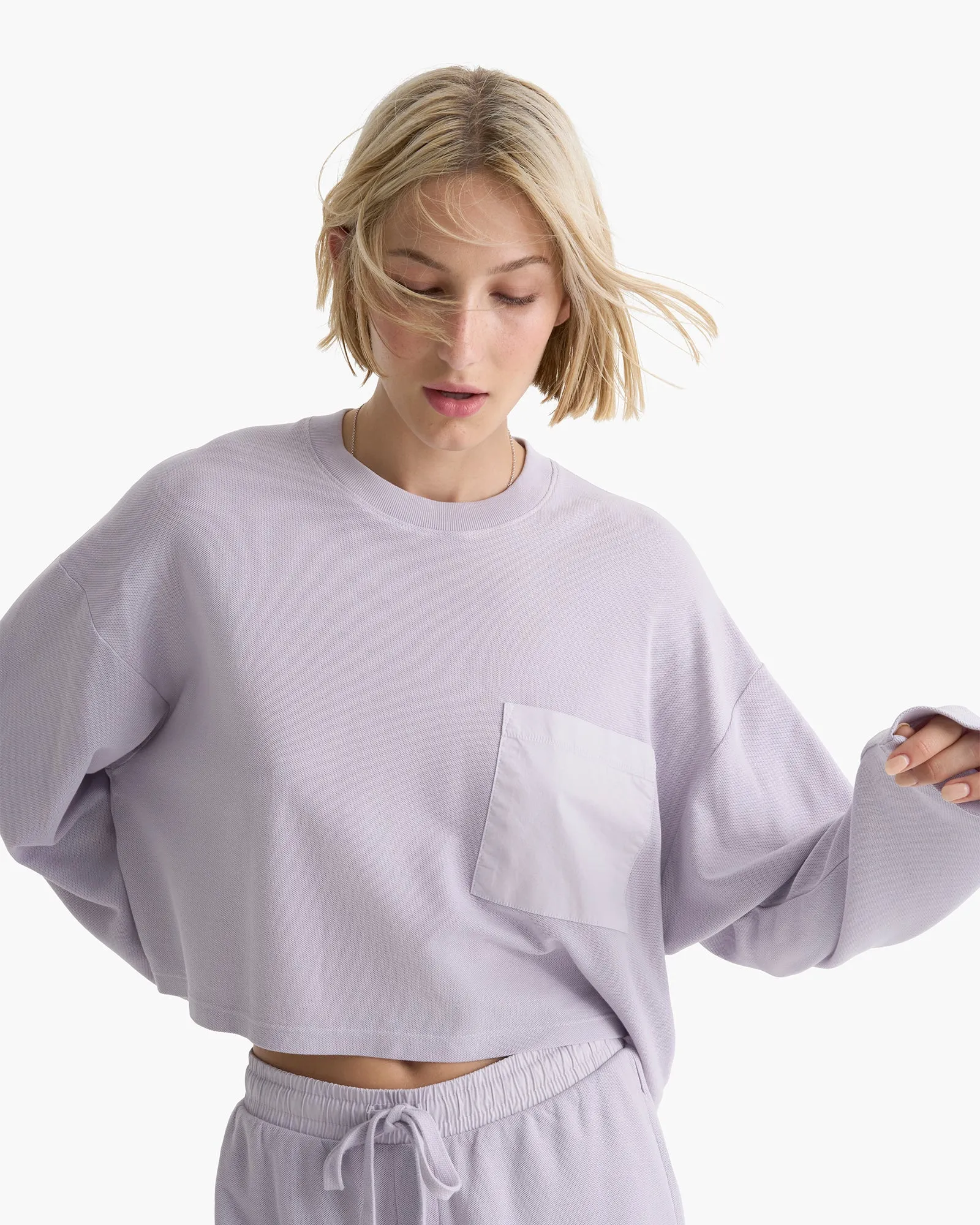 Mixed Media Pima Cotton Pique Pocket Tee - Faded Lavender sold by ATM Anthony Thomas Melillo