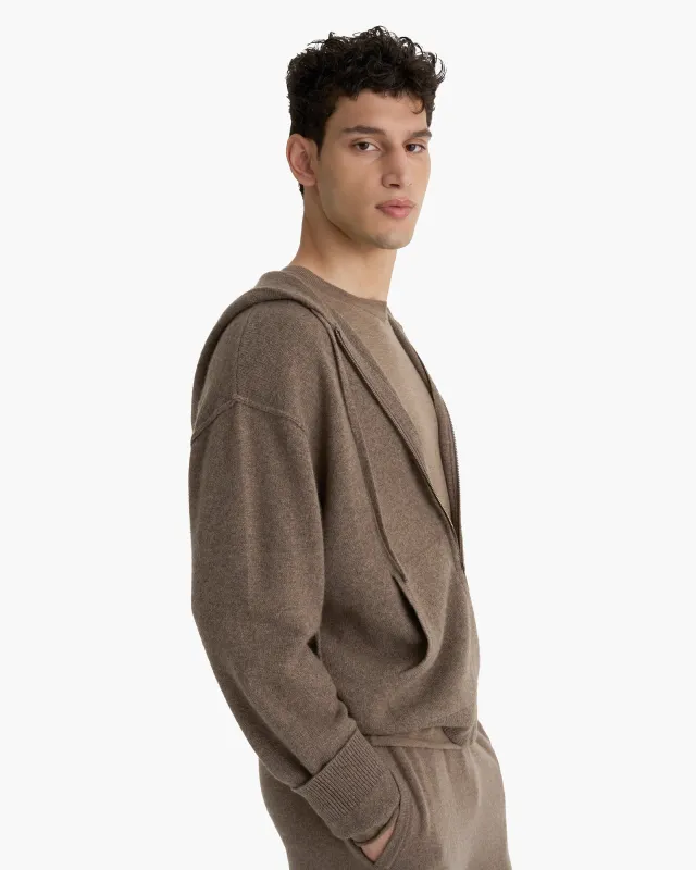 Cashmere Zip-Up Hoodie - Faded Mocha sold by ATM Anthony Thomas Melillo