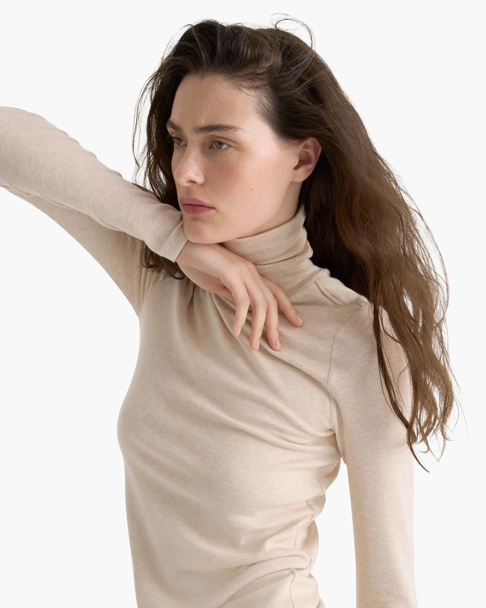 Modal Rib Turtleneck - Heather Soft Wheat sold by ATM product image thumbnail 3