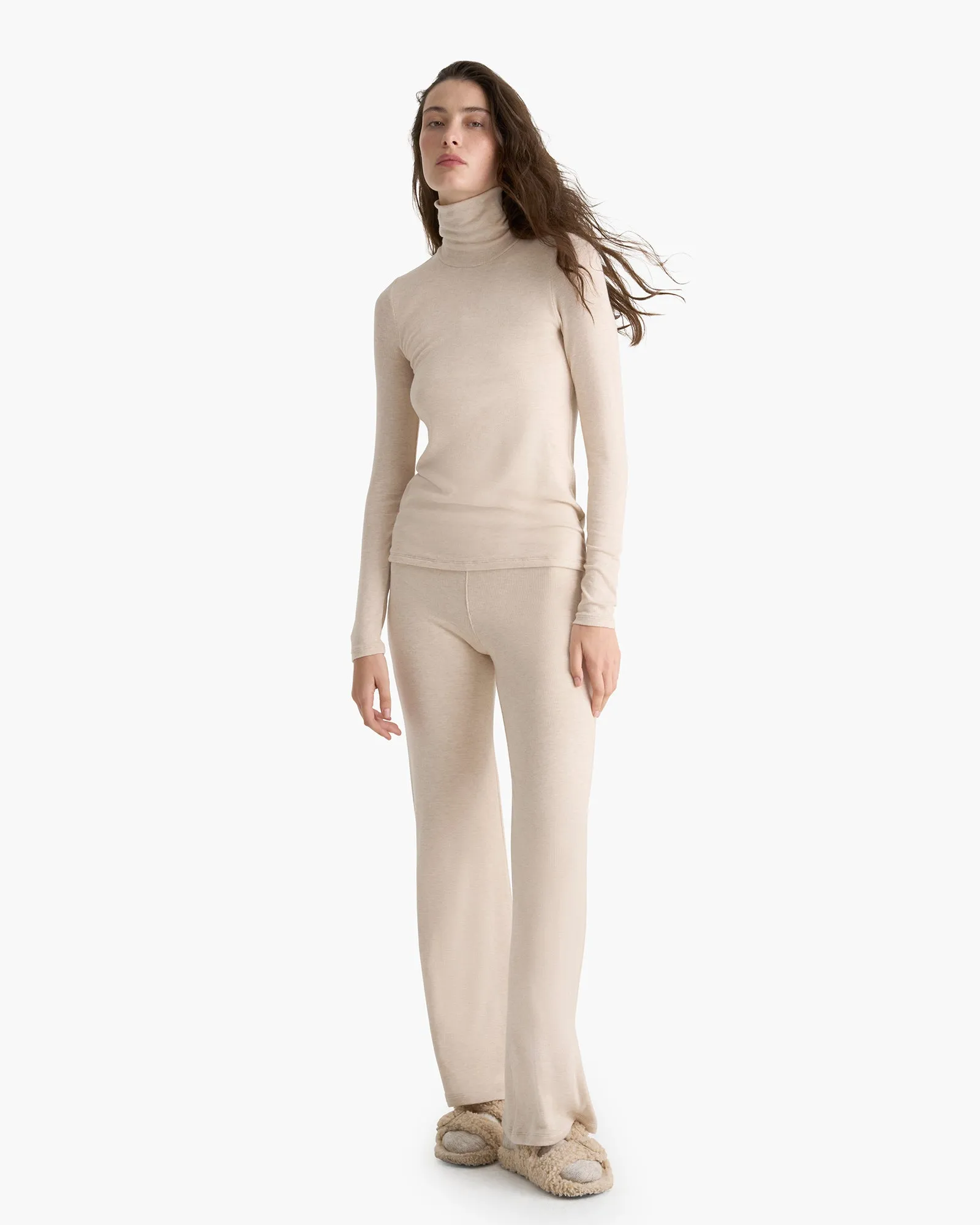 Modal Rib Turtleneck - Heather Soft Wheat sold by ATM product image thumbnail 2