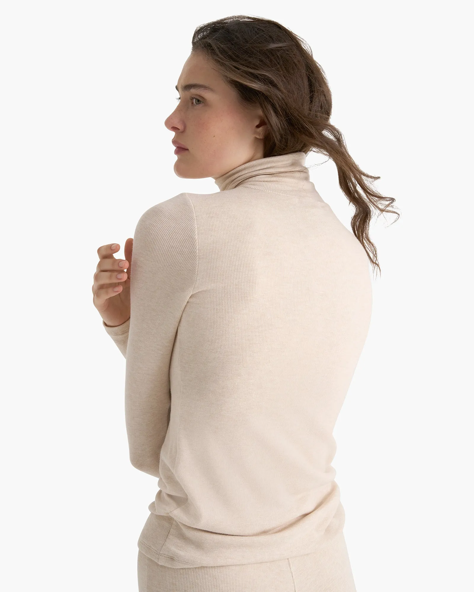 Modal Rib Turtleneck - Heather Soft Wheat sold by ATM product image thumbnail 5