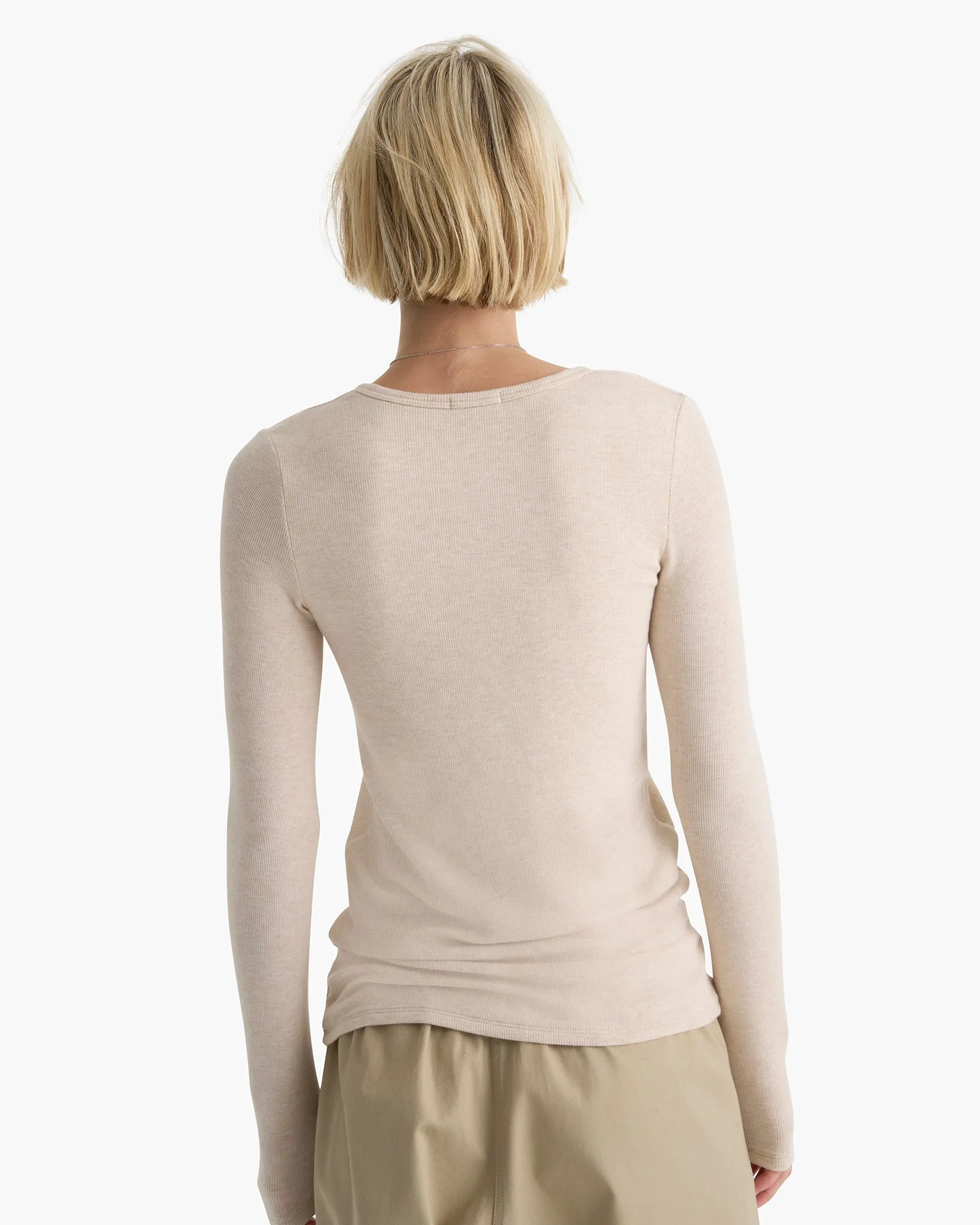 Modal Rib Henley - Heather Soft Wheat sold by ATM product image thumbnail 3